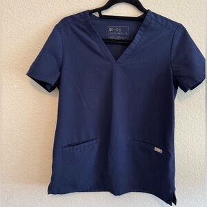 Figs Navy V-Neck Scrub Top